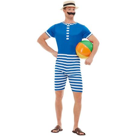 Badmeester Kostuum | Badpak Jaren 20 Noordzeestrand | Man | Medium | Carnaval kostuum | Verkleedkleding